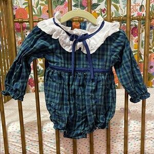 Plaid Blue and Green Kids One Piece